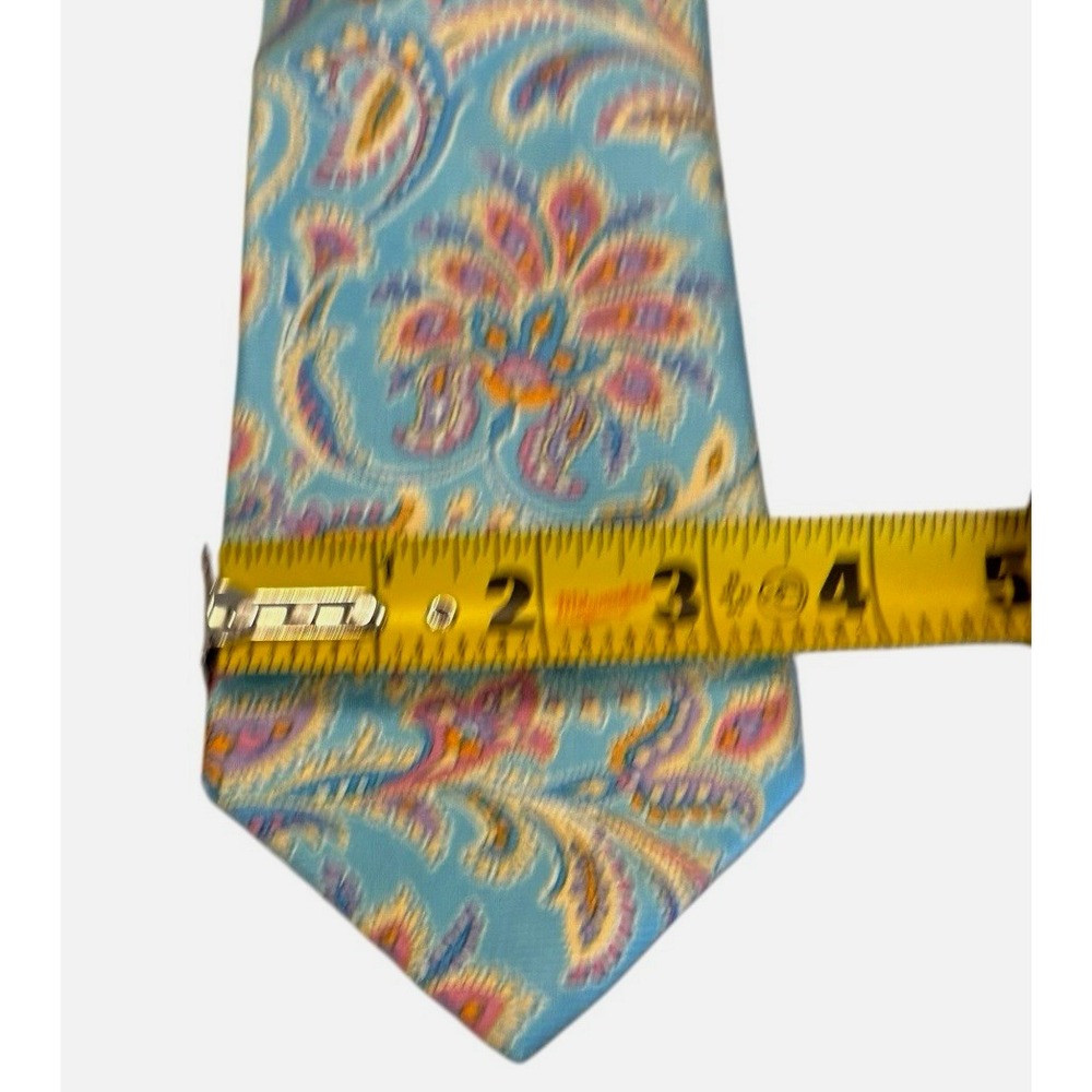 Lands End Tie Silk Paisley Floral Pastel Colors Woven 58 in Spring Blue Craft - Picture 3 of 5